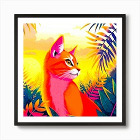 Cat In The Jungle 3 Art Print