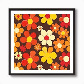 60s Floral Pattern Art Print