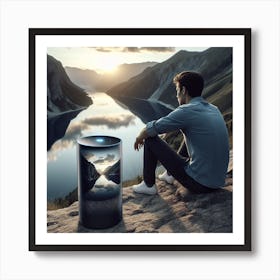 Man Looking At A Mountain Art Print