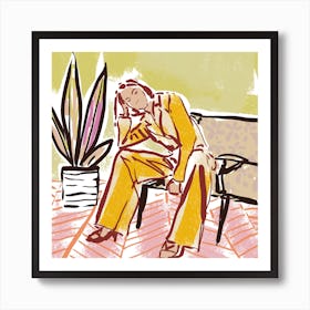 Woman Sitting On A Couch Art Print