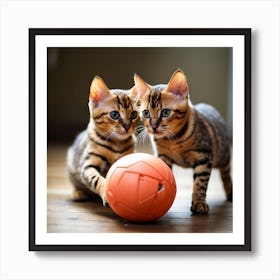 Bengal Kittens Playing With Ball Art Print
