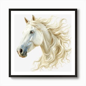 White Horse Head Art Print