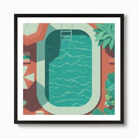 Swimming Pool Flat Design Illustration 1 Art Print