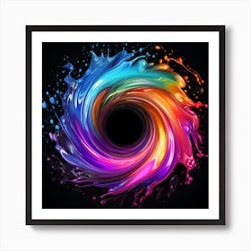 Fluid Rainbow Spiral Into The Abyss Abstract 2 Art Print