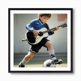 Little Boy Playing Guitar Art Print