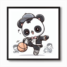 Panda Playing Basketball Art Print