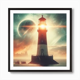 Lighthouse In Space Art Print