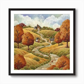 The Winding Road Home. In the middle of the meadows 8 Art Print