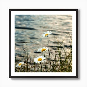 Lake Flowers Square Art Print