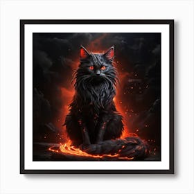 Black Cat On Fire 1 Art Print