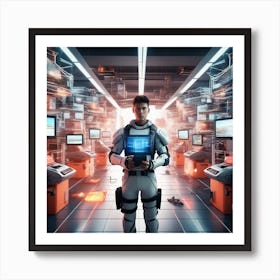 Futuristic Man In Space 13 Art Print