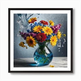 Water Splashing Flowers 11 Art Print