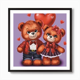 Valentine Teddy Bears Art Print