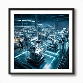 Aerial Drone View Capturing A Sprawling Futuristic Factory Panels Of Intricate Ai Control Systems B (6) Art Print