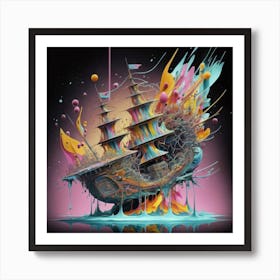 Ship with a splash of colour 3 Art Print