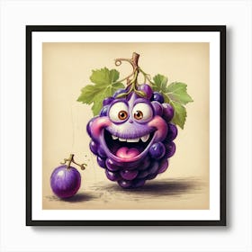 Cartoon Grapes Art Print