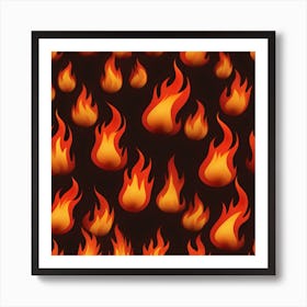 Flames On Black Background 4 Art Print