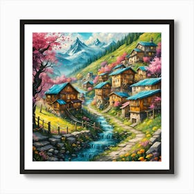 Village In The Mountains 5 Art Print