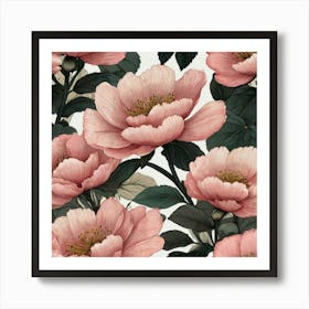 Pink Peony Wallpaper Art Print