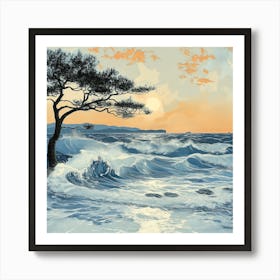 夕陽の松風 Wind In The Pines At Sunset Art Print