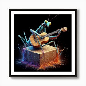 Mantis Bug Playing Guitar Art Print