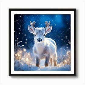 Firefly Adorable Baby Reindeer In A Starry Winter Meadow 75775 (2) Art Print