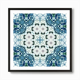 Blue Abstraction Watercolor Pattern 1 Art Print