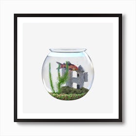 Fish In A Bowl Goldfish Water Plant Art Print