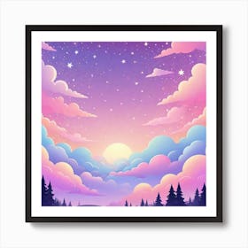 Sky With Twinkling Stars In Pastel Colors Square Composition 264 Art Print