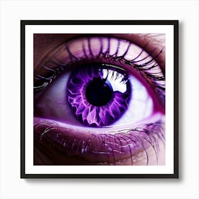 Purple Eye Human Close Up Pupil Iris Vision Gaze Look Stare Sight Close Macro Detailed (3) Art Print