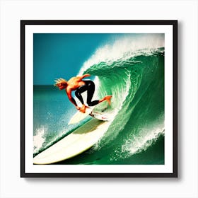 Surfer On A Wave2 Art Print