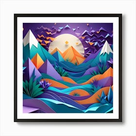 Abstract Landscape With Mountains Art Print