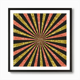 Gold Glitter Sunburst Background 03 Art Print