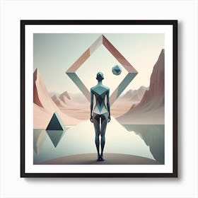 Half Human And Half Geometric Shape Art Print