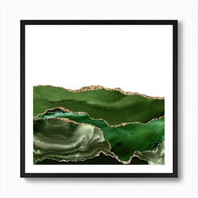 Green & Gold Agate Texture 25 Art Print