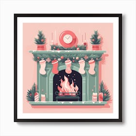 Christmas Fireplace 8 Art Print