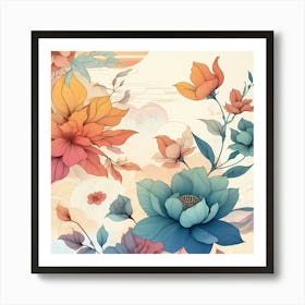 Chinese Floral Wallpaper Art Print