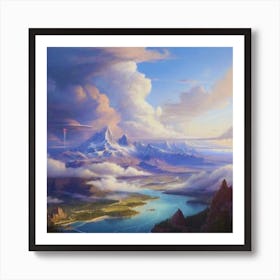 River and Mountains Art Print