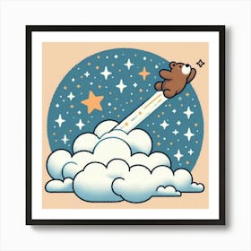 Teddy Bear Flying 1 Art Print