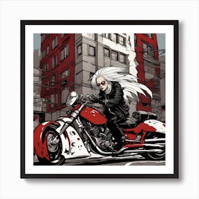 S 1121011602 Gs 7 Is 30 U 0 Oi 0 M Sdxl A Whimsical And Stylized Gothic Little Monster, With Razor Sharp White Hair, Is Captured In This Hig Art Print