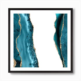 Teal & Gold Agate Texture 20 Art Print