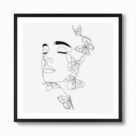 Butterfly Face Line art Art Print