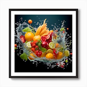 Fruit Splashing Water 10 Art Print