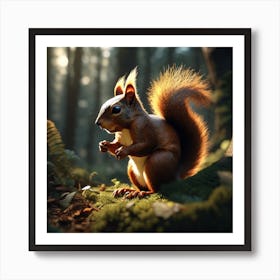 Red Squirrel In The Forest 46 Art Print