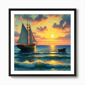 Sailboat At Sunset Art Print