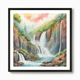 Waterfall Painting Art Print