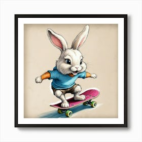 Bunny Skateboarding 1 Art Print