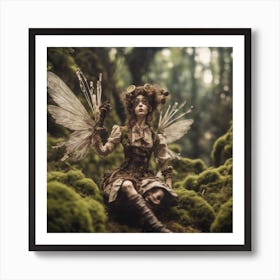 Botanical Steampunk Goggle Nymph Fairy Art Print