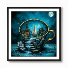 Tea Cup At Night Art Print