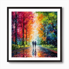 Couple Walking In The Rain 2 Art Print